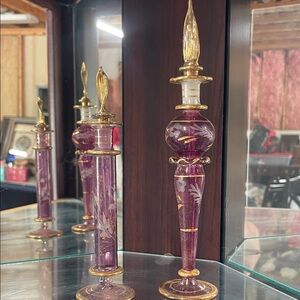 Purple and Gold Decorative Glass Perfume Bottle Set
